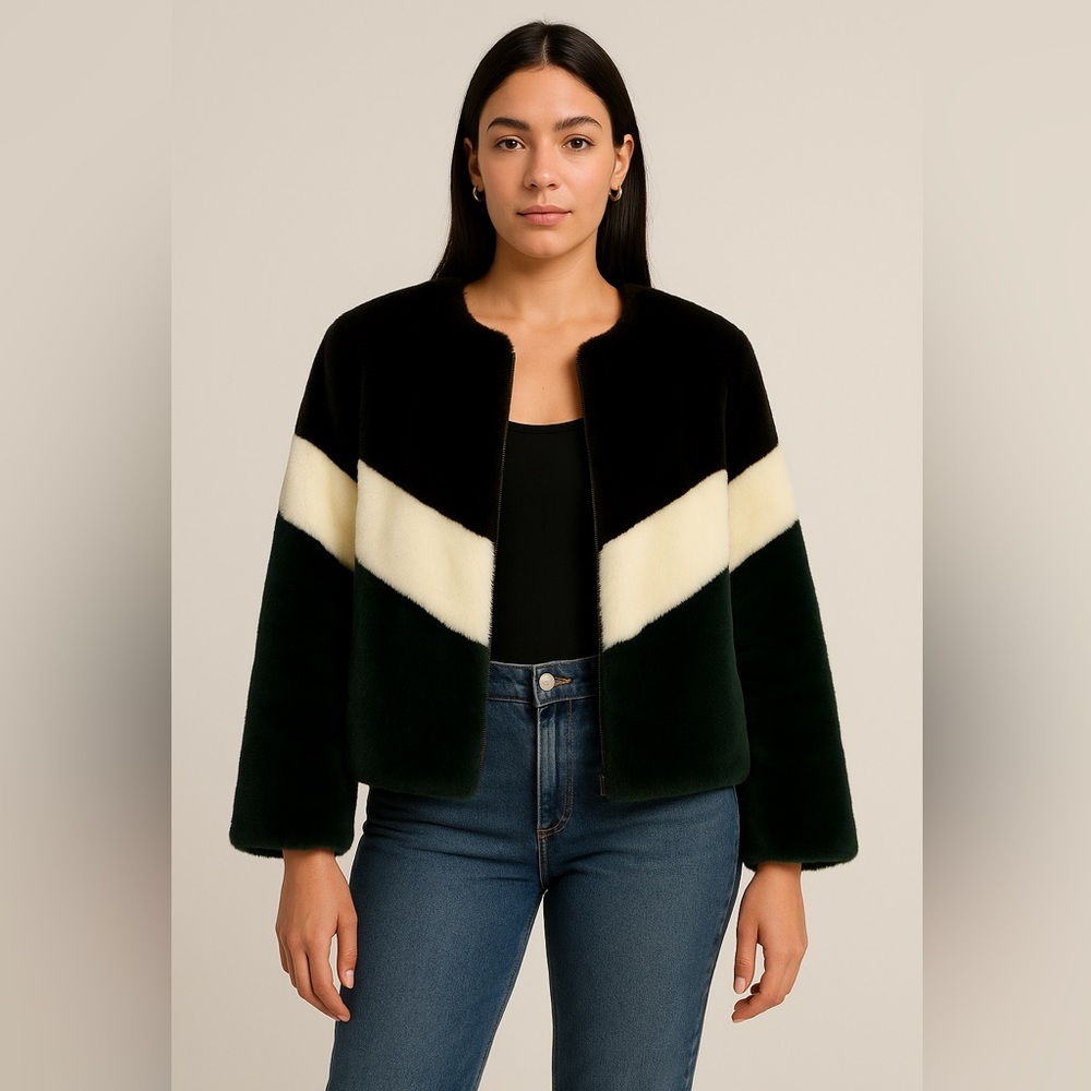 ✨ APPARIS Faux Fur Colorblock Jacket ✨